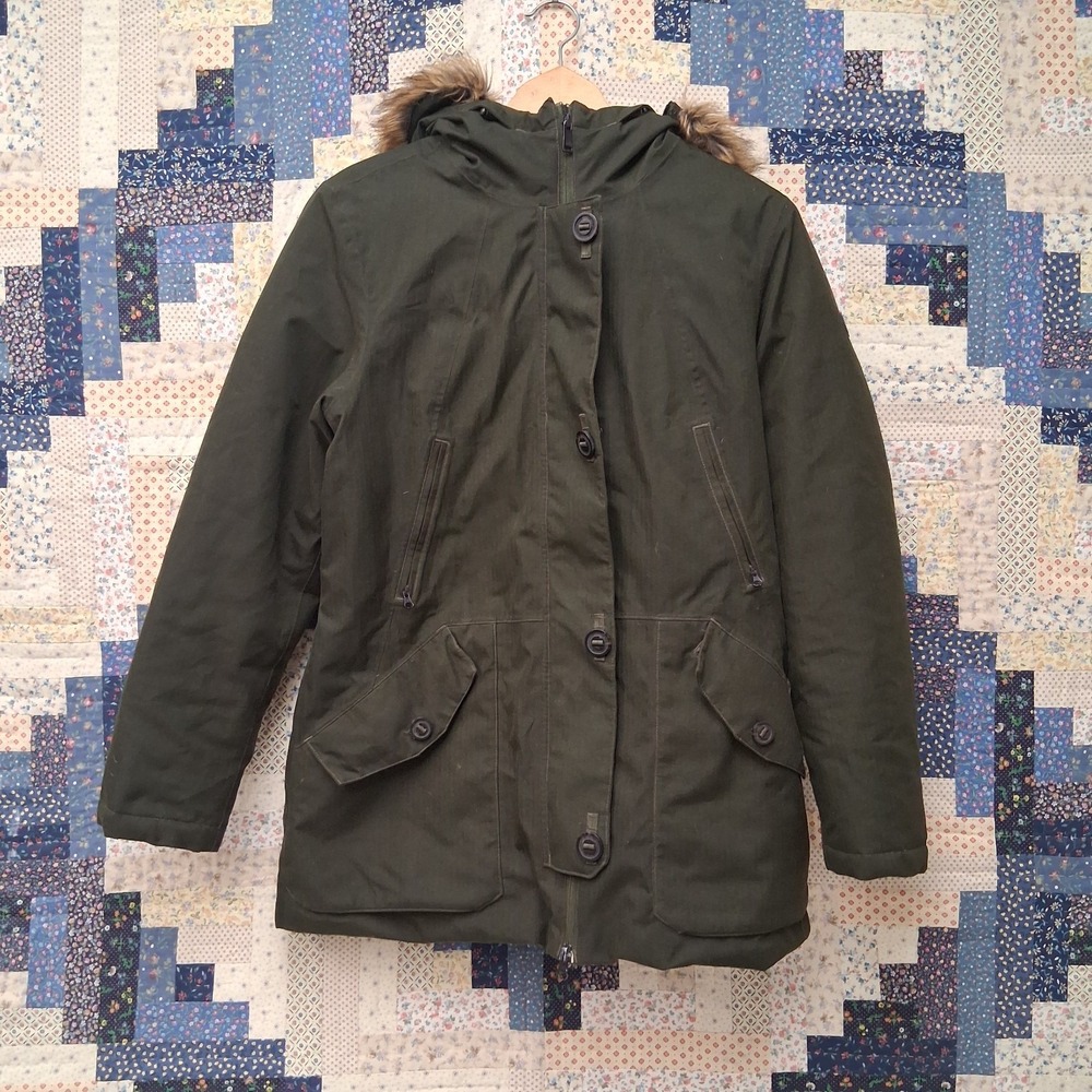The North Face Mauna Kea Parka Down Jacket Womens Large Green DryVentโ Faux Fur